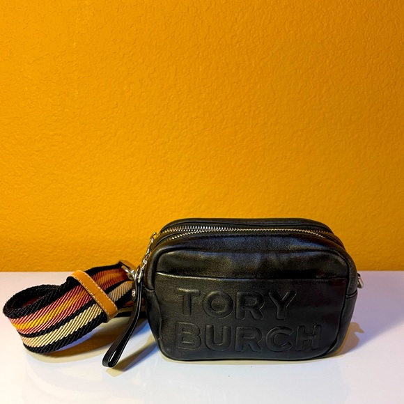 Tory Burch Handbags - LIKE NEW Tory Burch Perry Double Zip Black Mini Leather w/ Adjustable Strap